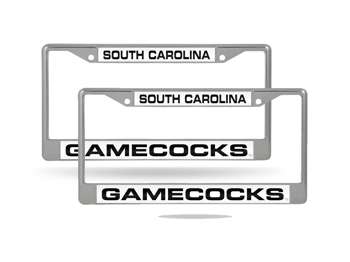 South Carolina Gamecocks Chrome Metal Laser Cut License Plate Frame - Set of 2