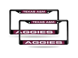 Rico Industries - Texas A&M Aggies Black Metal Laser License Plate Frame - Set of 2 Frames - Multi