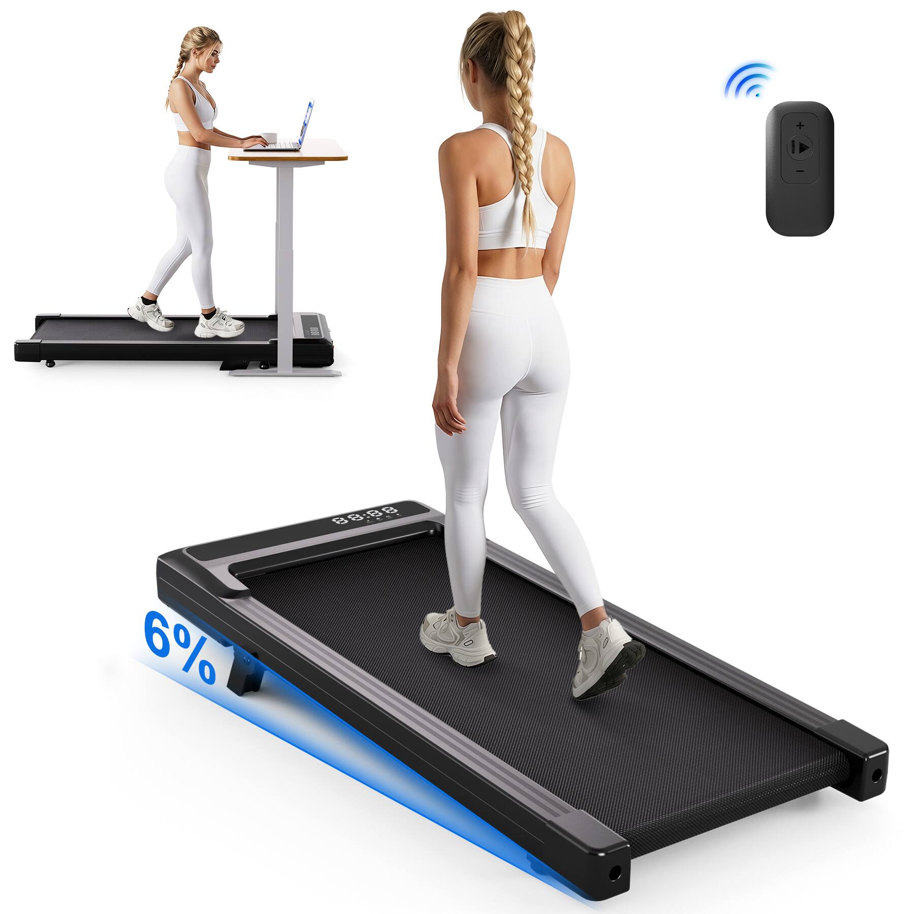 Angle. Superun - SupeRun 35.43*14.96 inches Walking Pad Quiet Walking Jogging Machine with LED Display - Black.