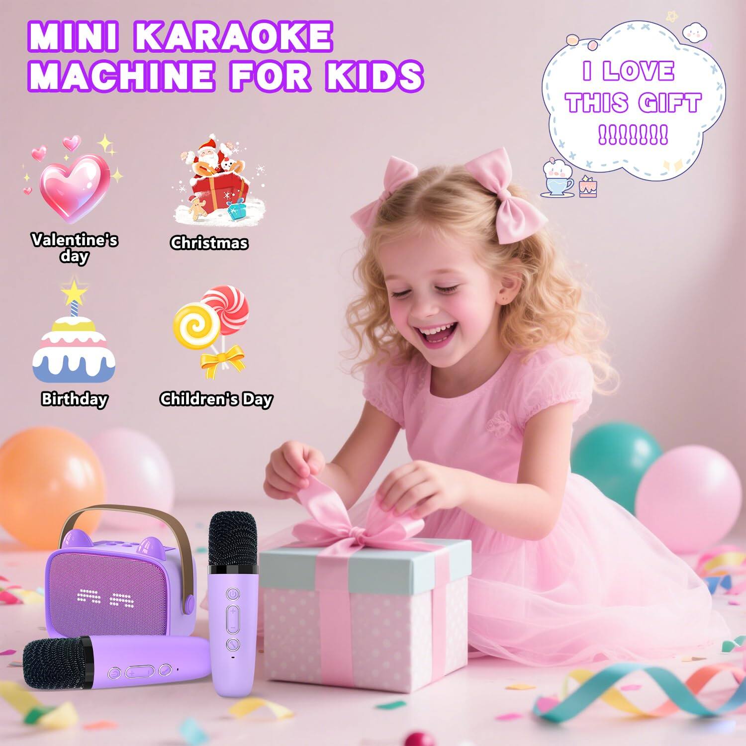 MINI KARAOKE MACHINE FOR KIDS

I LOVE THIS GIFT!!!!!!!

Valentine's day
Christmas
Birthday
Children's Day