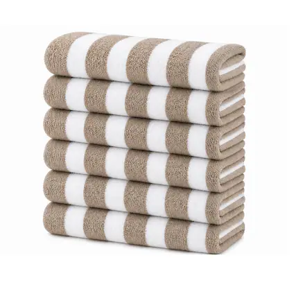 Front. Plazatex - Plazatex Terry Cabana 80% Cotton 20% Polyester Oversized 6 Pack Beach Bath Towel 36" x 66" Taupe - Taupe.