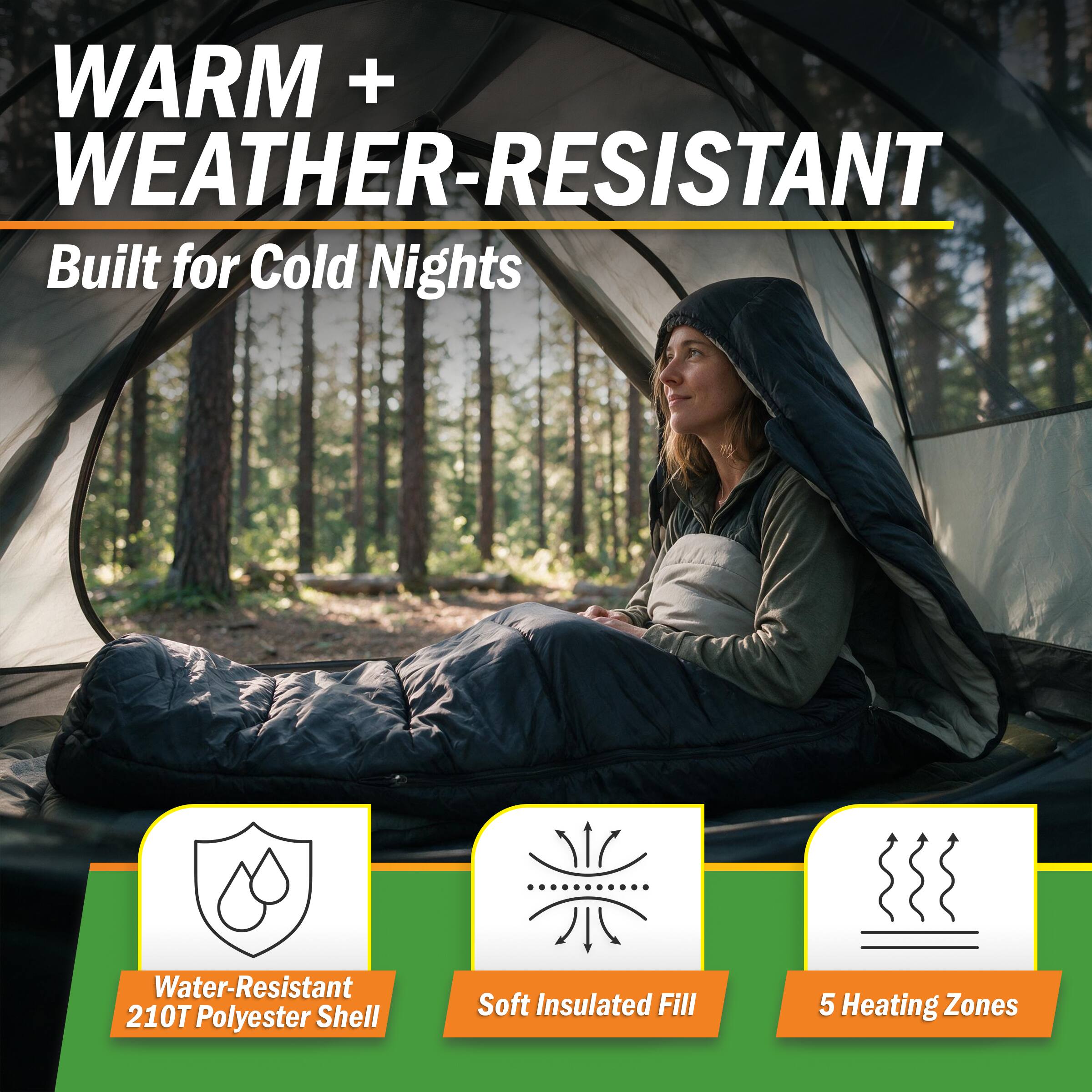 Wakeman Outdoors Heated Sleeping Bag for Camping Supplies, X Large ...