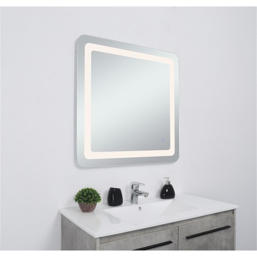 Angle. Elegant Decor - Genesis 30in x 30in soft edge LED mirror - Glossy White.
