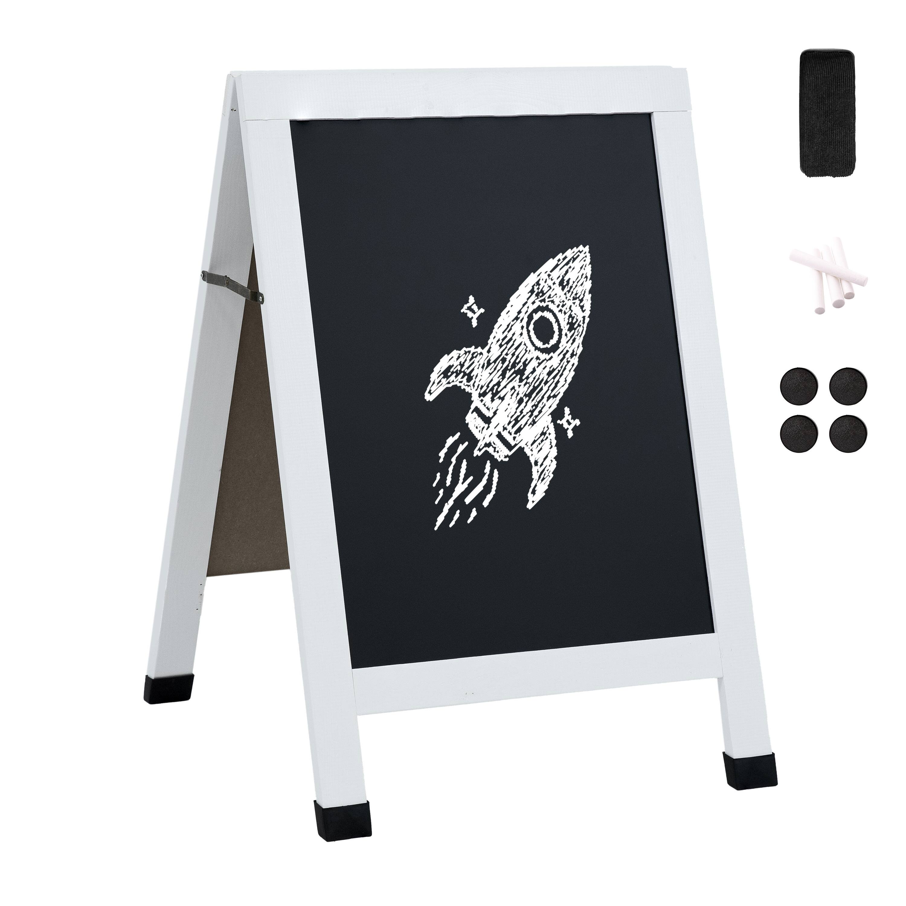 Alt View 7. Sunnydaze - 30" x 20" Chalkboard with Chalk and Eraser - 4pk - White.