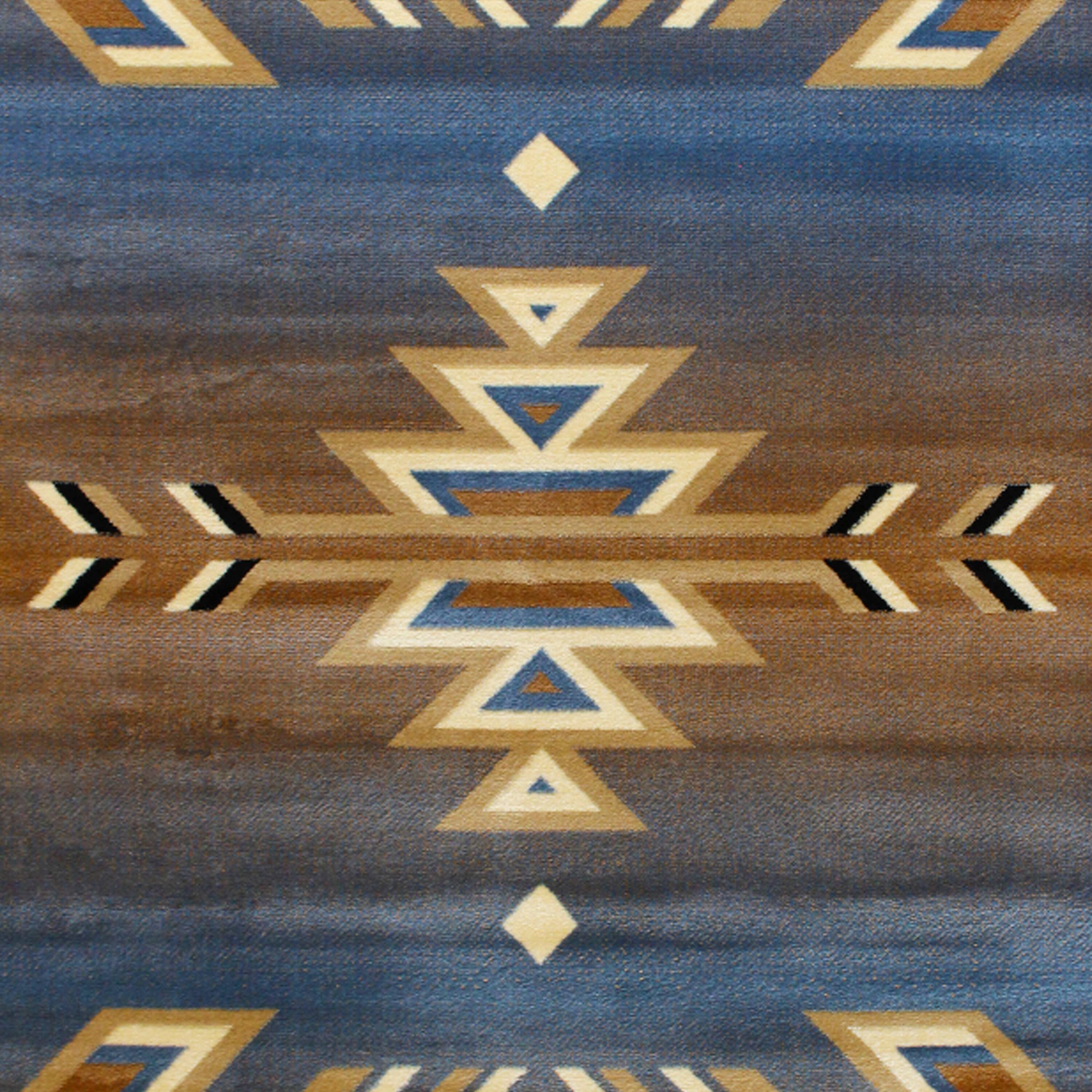 Alt View 6. Emma + Oliver - Reno Olefin Accent Rug with Southwestern Geometric Arrow Design and Natural Jute Backing - Blue.