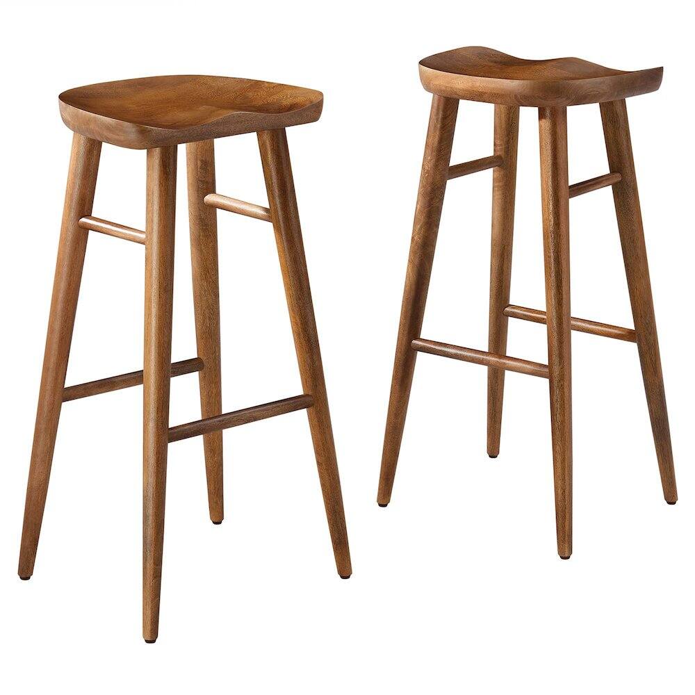 Front. Modway - Saville Backless Wood Bar Stools Set of 2 - Brown.
