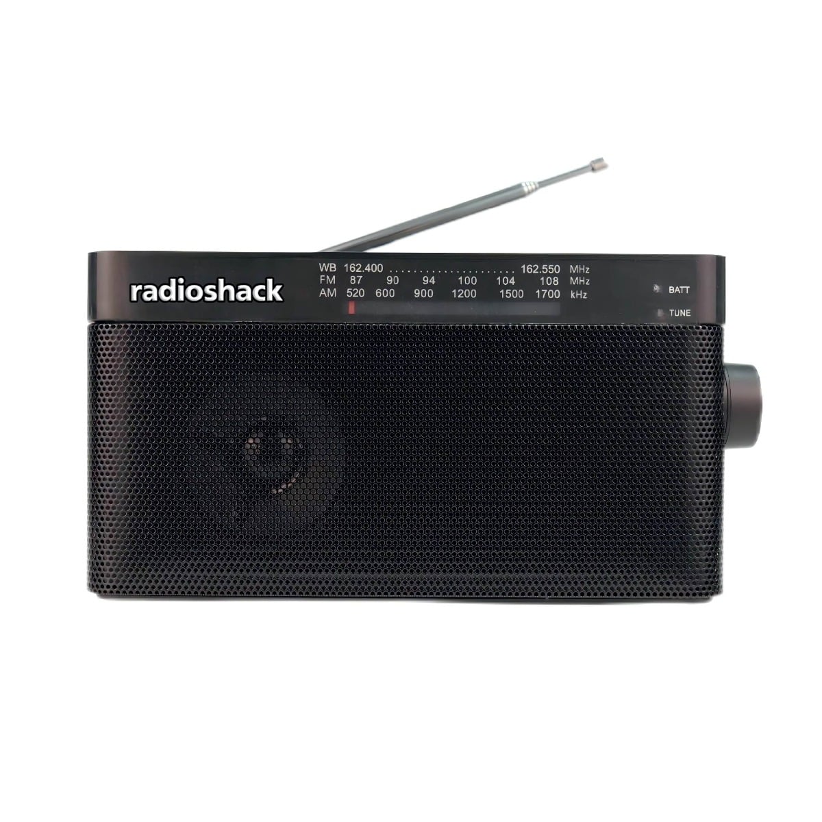 radioshack

WB 162.400 FM 87 90 AM 520 600 94 900 100 1200 162.550 MHz 104 108 MHz 1500 1700 kHz

BATT TUNE