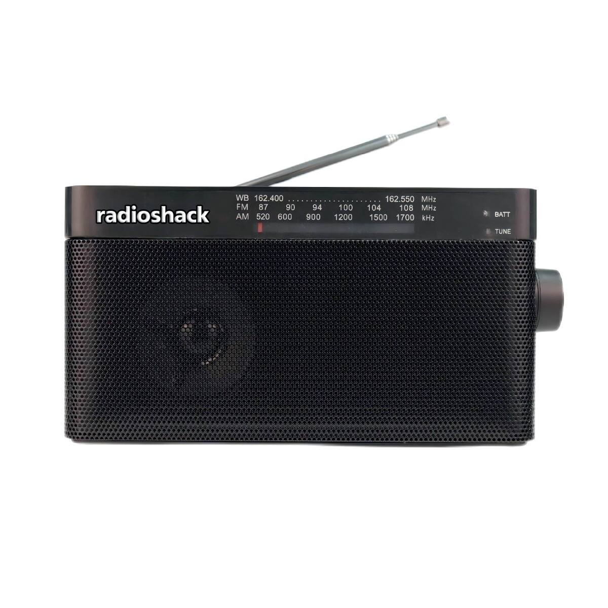 radioshack

WB 162.400 FM 87 90 AM 520 600 94 900 100 1200 162.550 MHz 104 108 MHz 1500 1700 kHz

BATT TUNE