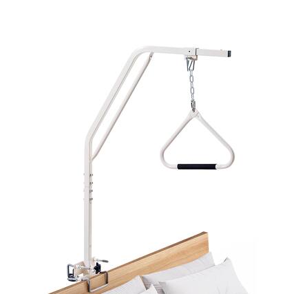 Front. VEVOR - Trapeze Bar for Bed Mobility, Medical Bed Trapeze with Clamps & Metal Chain, 250LBS Weight Capacity Bed Pull Up Assist - White.