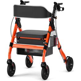 Boyel Living - Rollator Walker 450 lb Capacity 18 inch Big Seat 8 inch Wheels 6-Position Height Frame - Red