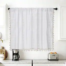 Unique Bargains - Curtain Valances, 33"x52" Semi Sheer Rod Pocket for Small Windows Living/Bed/Bath/Kitchen, Set of 1 Panel - White