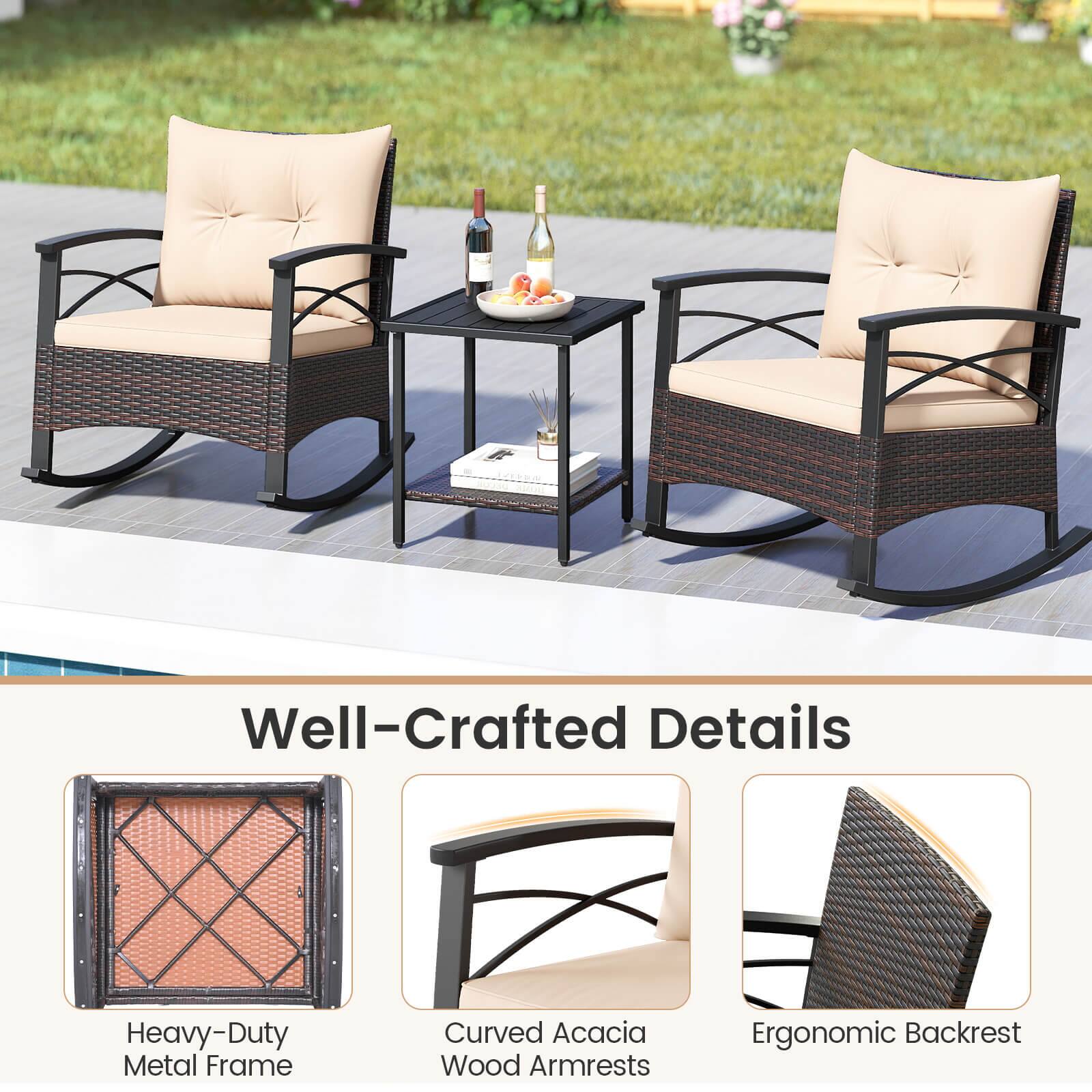 Well-Crafted Details  
Heavy-Duty Metal Frame  
Curved Acacia Wood Armrests  
Ergonomic Backrest