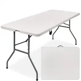Best Choice Products - 6ft Plastic Folding Table, Indoor Outdoor Heavy Duty Portable w/ Handle, Lock - White