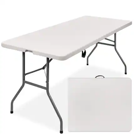 Front. Best Choice Products - Best Choice Products 6ft Plastic Folding Table, Indoor Outdoor Heavy Duty Portable w/ Handle, Lock - White - White.