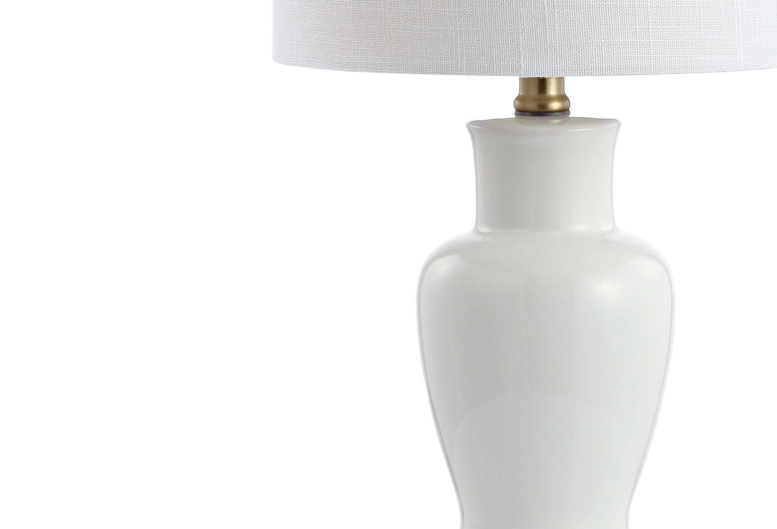 Alt View 6. Jonathan Y - Chi 21" Ceramic/Iron Modern Classic LED Table Lamp, White - White.