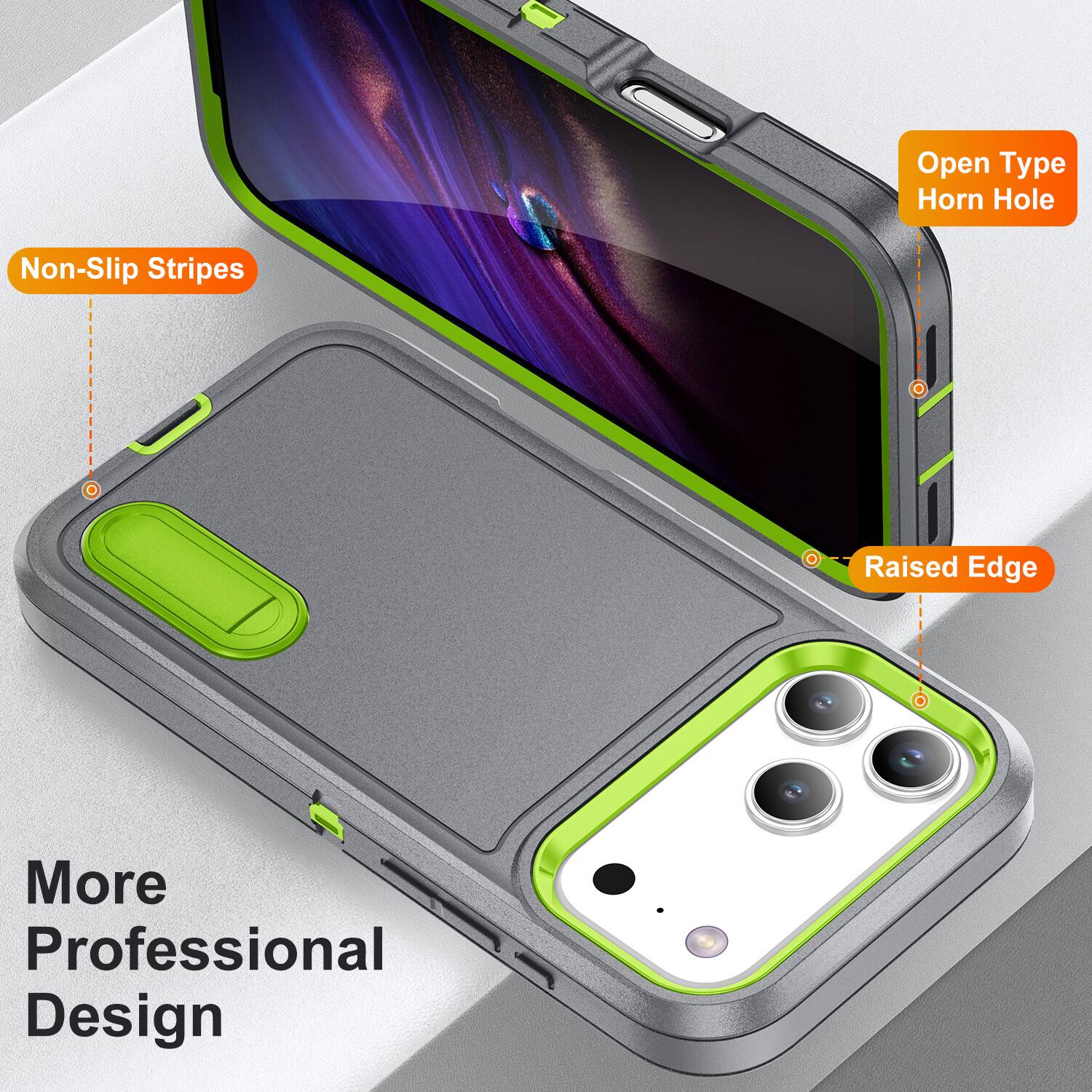Open Type Horn Hole  
Non-Slip Stripes  
Raised Edge  
More Professional Design