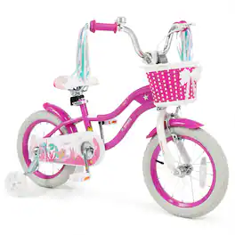 Costway - 14" Kids Bike, Toddler Bicycle with Training Wheels, Hand & Coaster Brakes - Rose Red