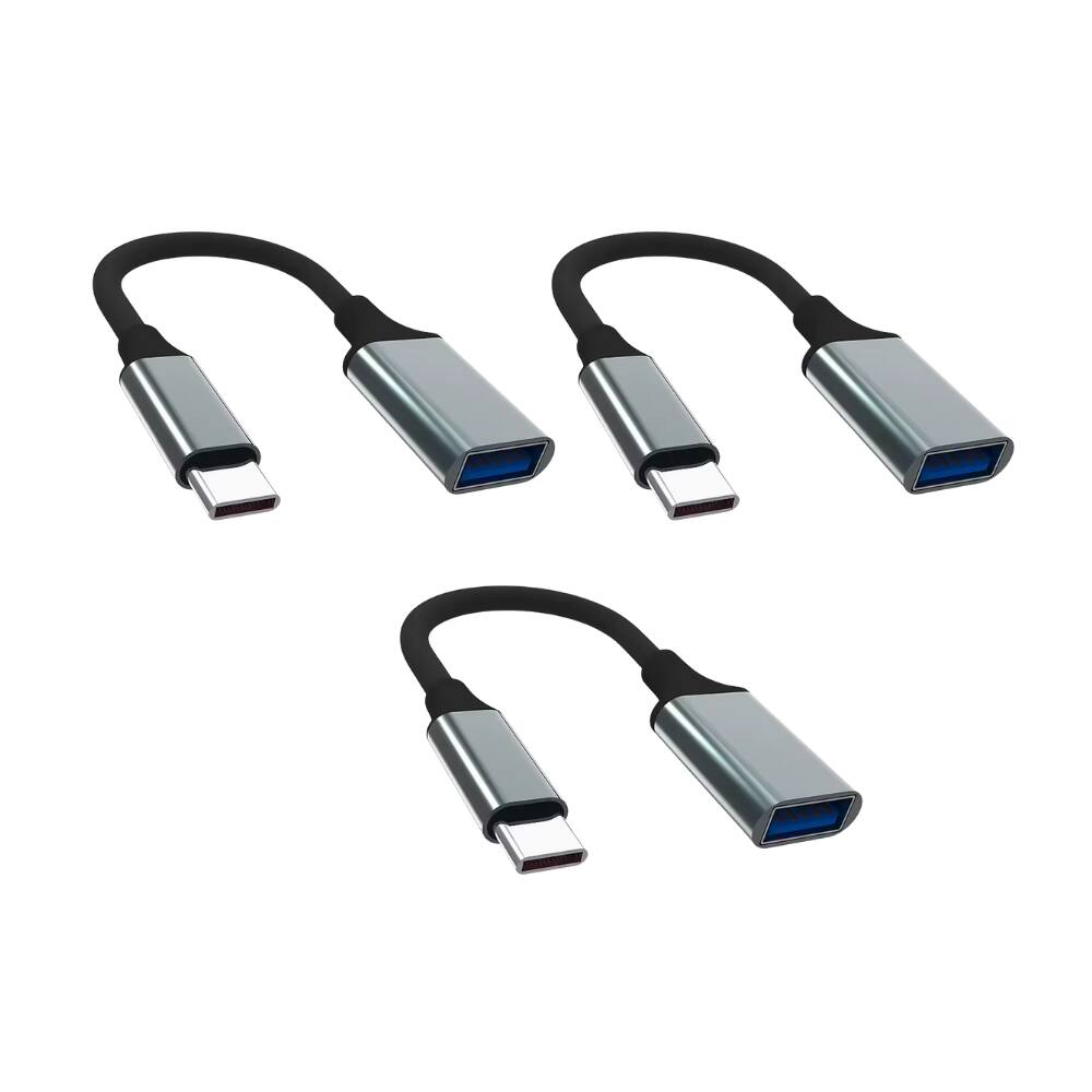 Alt View 1. Qixxronics - USB to USB C Adapter (3 Pack), Type C Male to USB A Female Usb to Usbc-c Adapter for Macbook, iPad, Samsung, Laptops - Gray.