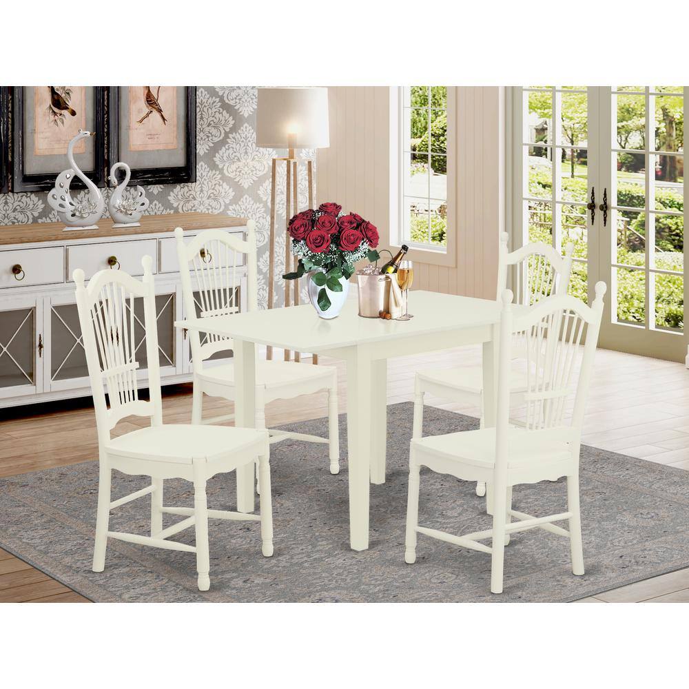 Left. East West Furniture - Dining Room Set Linen White - Brown.