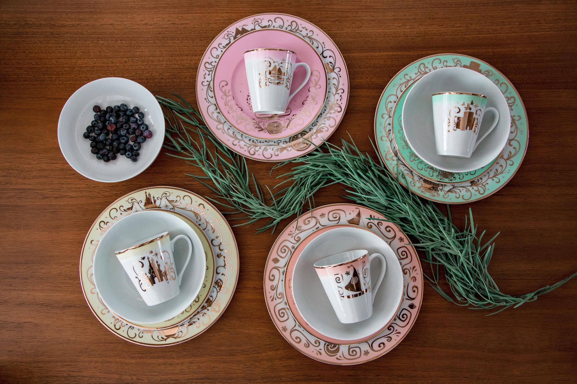 Alt View 4. Ukonic - Disney Princess 16-Piece Dinnerware Set | Merida, Pocahontas, Moana, Snow White - Pink.