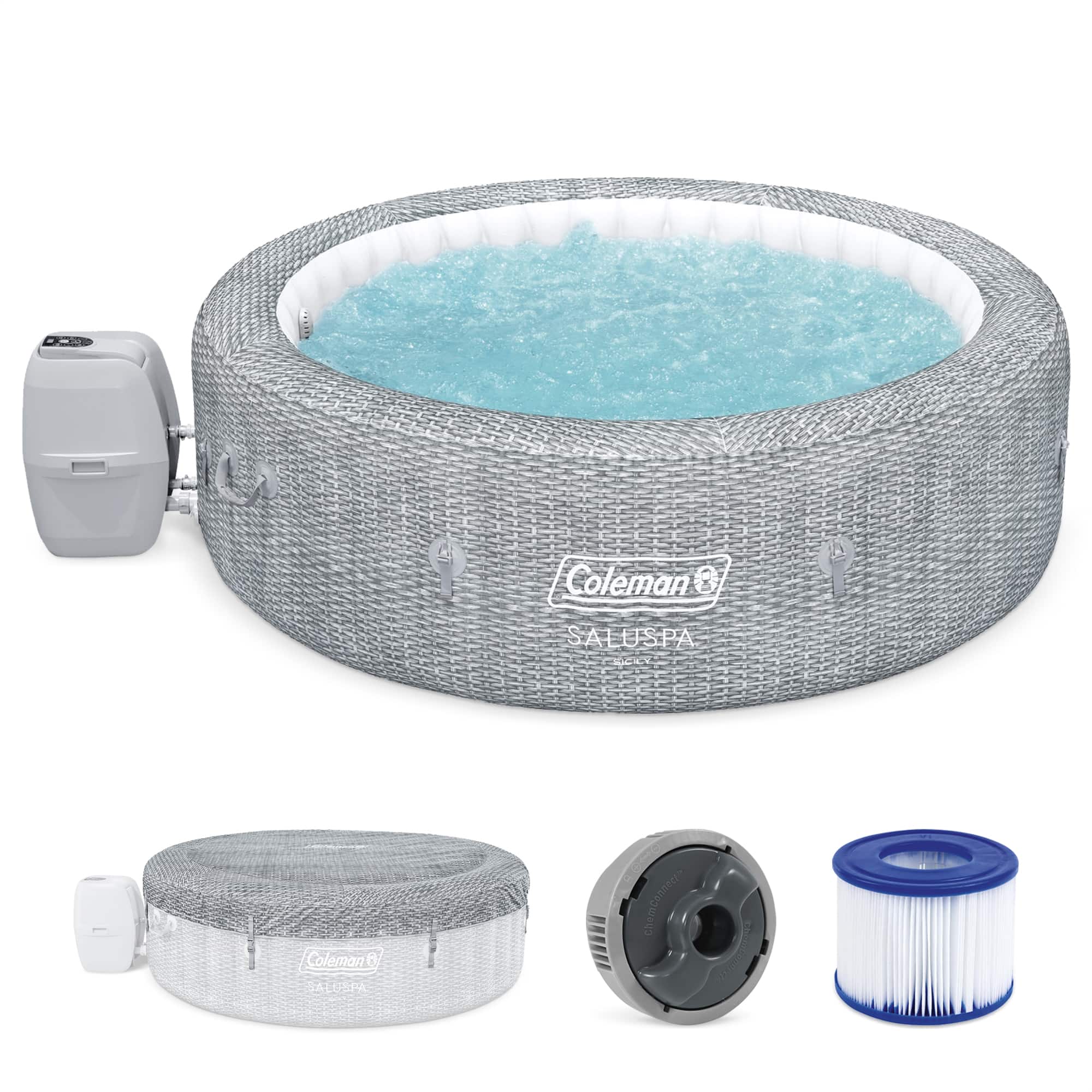 Coleman - SaluSpa Sicily AirJet Inflatable Hot Tub with 180 Soothing Jets - Gray