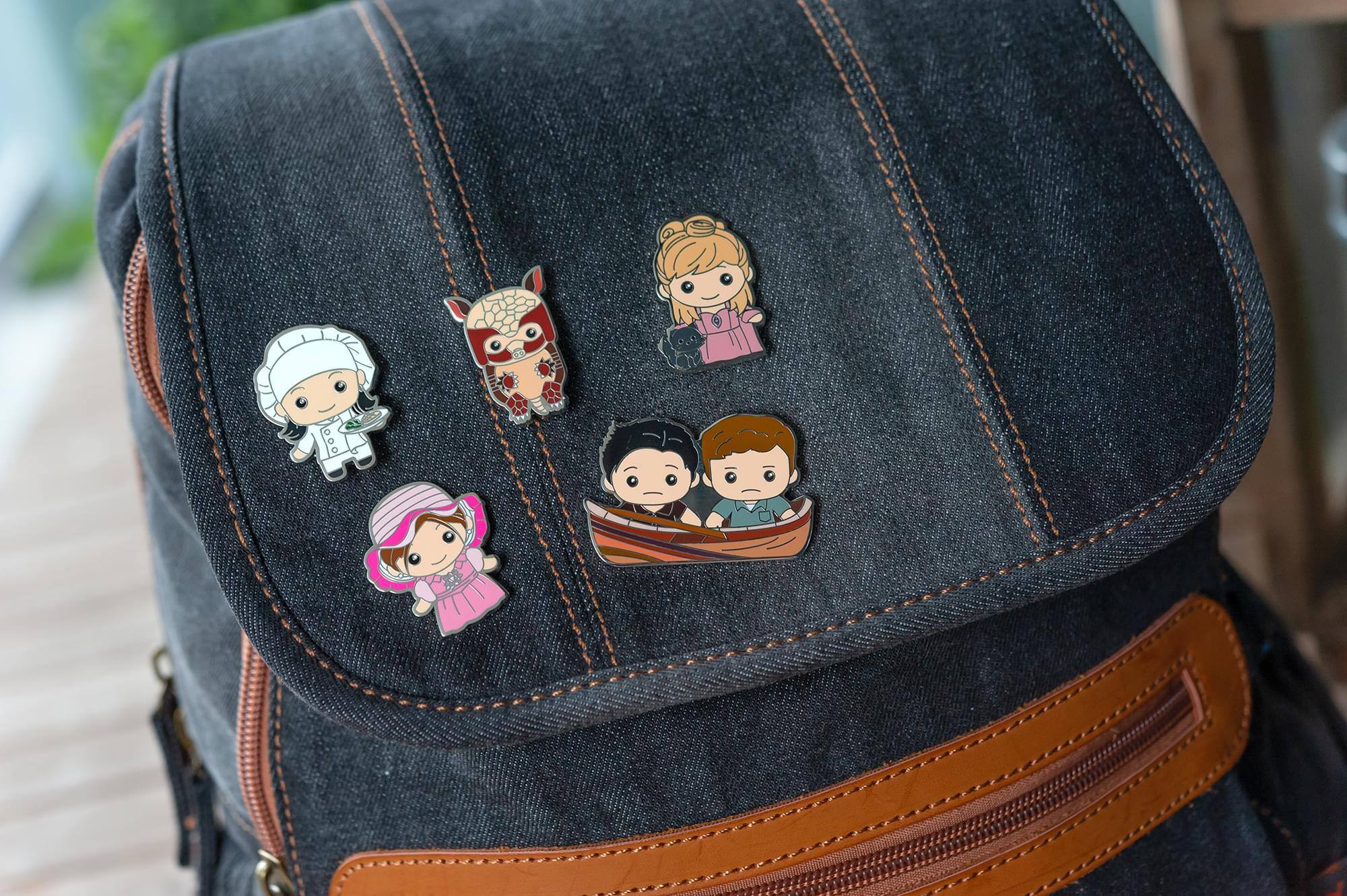 Alt View 3. Friends - Friends Exclusive Chibi Characters 5-Piece Enamel Pin Set Toynk Exclusive - Black.