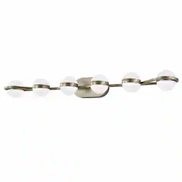 RYHNUYNE - 43 " LED Bathroom Vanity Light,6‑Light Wall Mount Vanity Light with Crystal Shades for Bathroom - Gold
