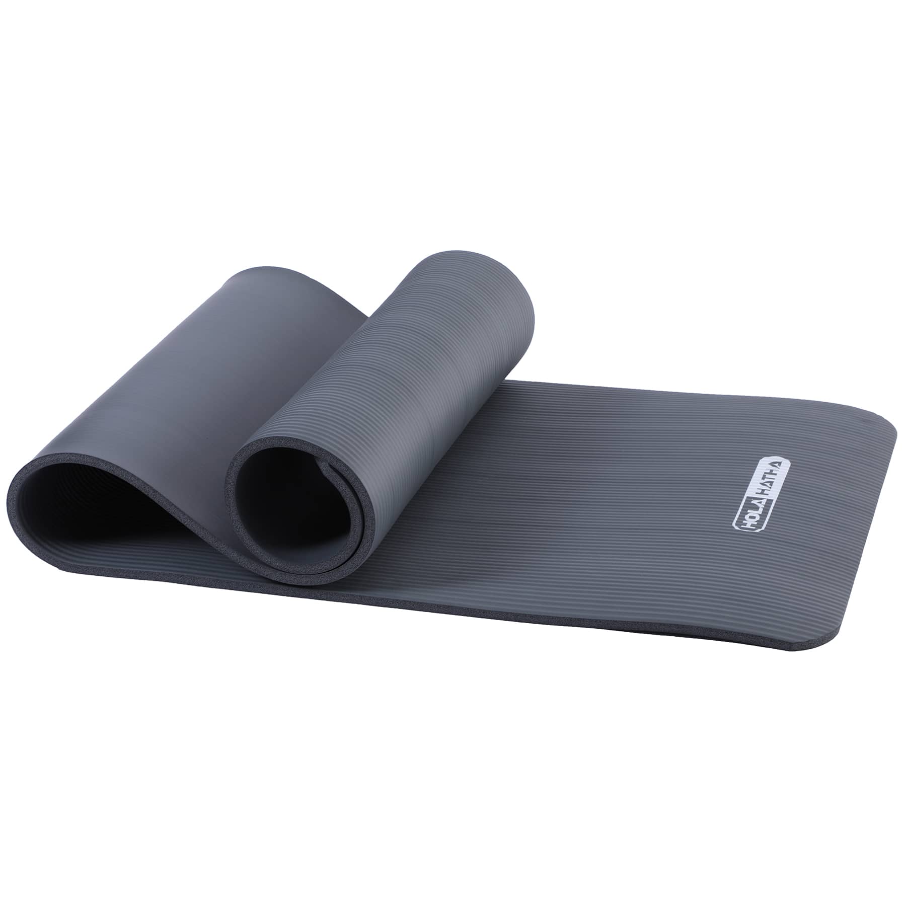 HolaHatha - 72 x 24" High Density 0.5" Thick Non Slip Home Workout Yoga Mat - Black