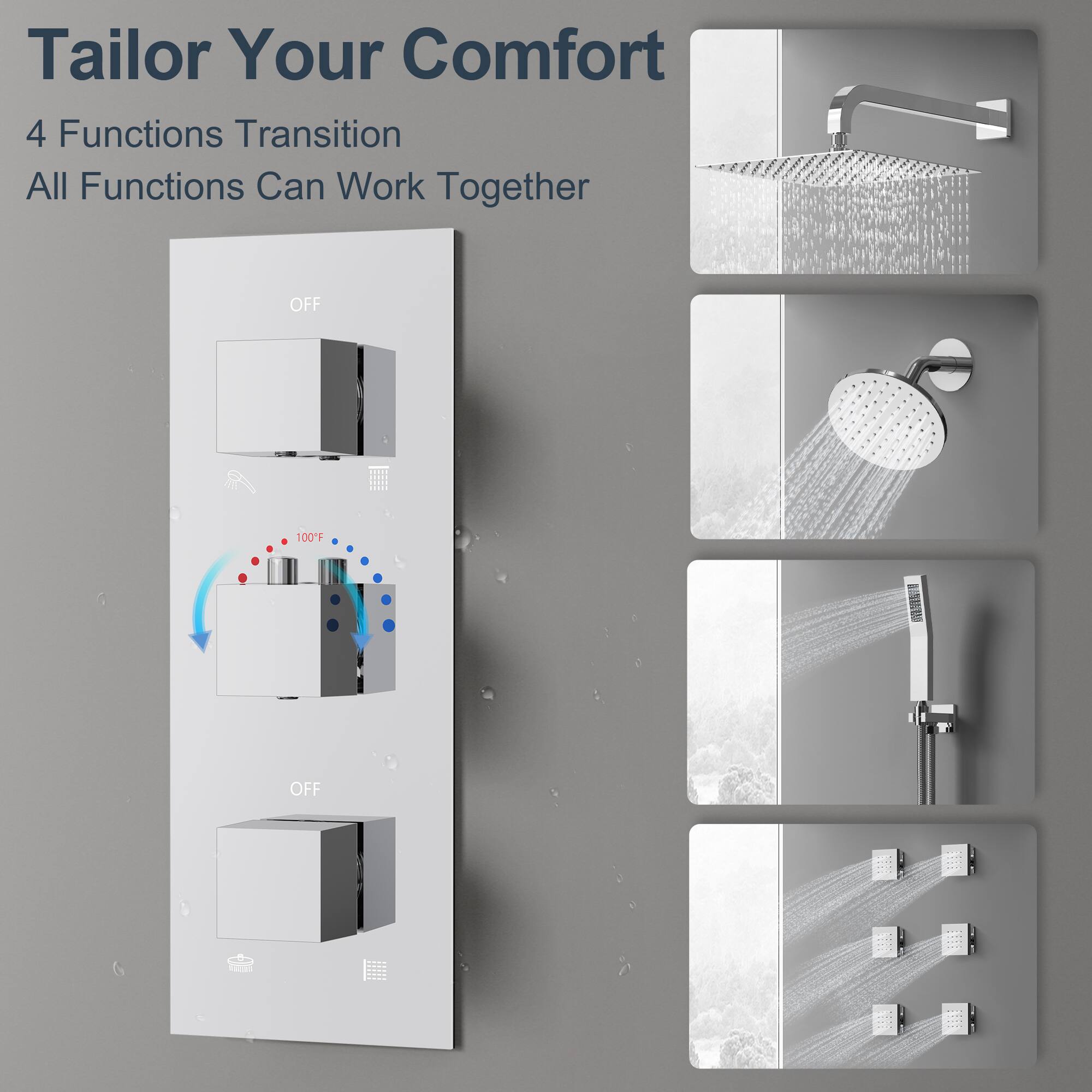 Tailor Your Comfort

4 Functions Transition  
All Functions Can Work Together

OFF  
100°F  
OFF