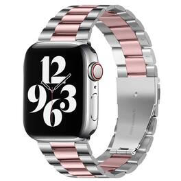 StrapsCo - Flat-Link Everyday Bracelet Stainless Steel Watch Band Strap For Apple Watch - 44mm/45mm/46mm/49mm - Silver & Pink