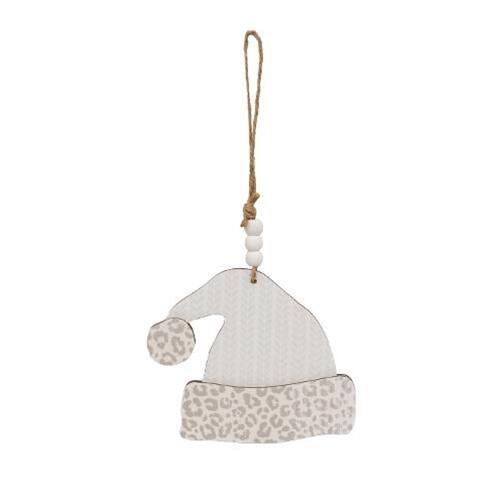 Left. BreeBe - Cheetah Print Winter Clothes Ornament 3 Asstd. - Grey, White.