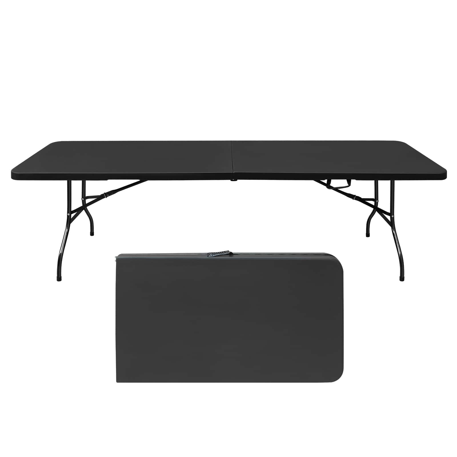 ELEMENT ACE - 8ft Folding Table - Portable Plastic Table for Camping, Picnics, Parties - Black