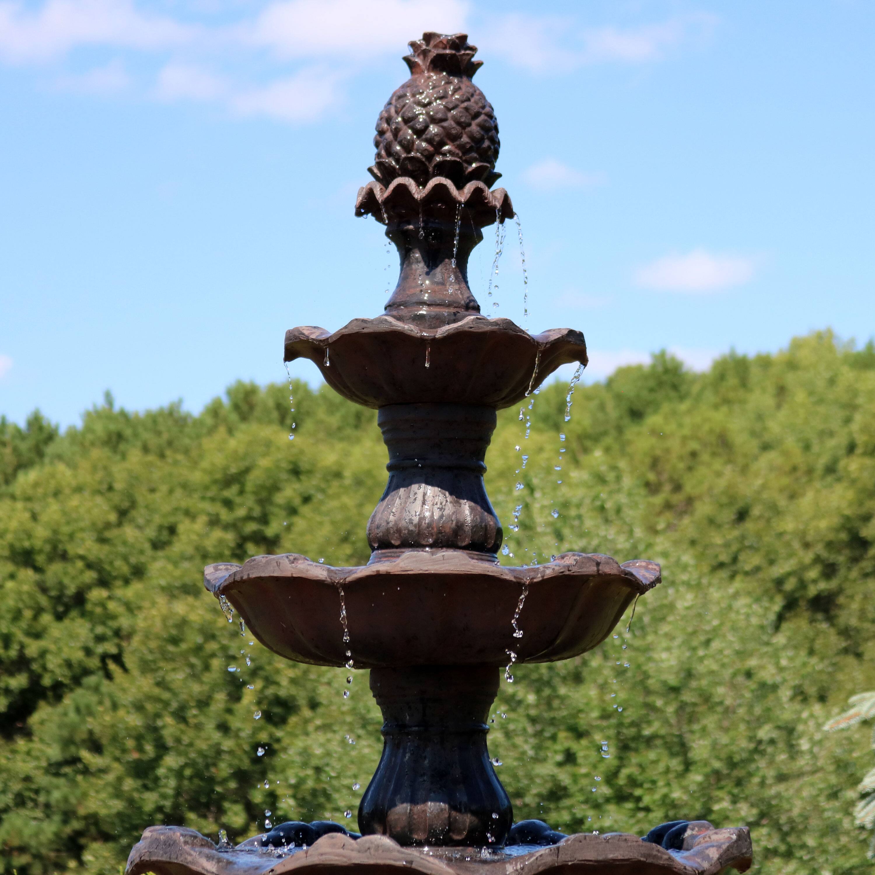 Alt View 4. Sunnydaze - Grand Courtyard Resin Outdoor 4-Tier Water Fountain - Dark Chestnut.
