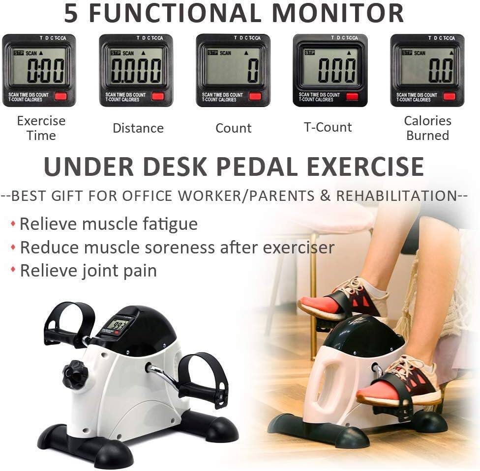 5 FUNCTIONAL MONITOR
T D C TCCA
T D C TCCA
T D C TCCA
T D C TCCA
T D C TCCA
Exercise Time
Distance
Count
T-Count
Calories Burned
UNDER DESK PEDAL EXERCISE
-BEST GIFT FOR OFFICE WORKER/PARENTS & REHABILITATION--
Relieve muscle fatigue
Reduce muscle soreness after exerciser
Relieve joint pain
993