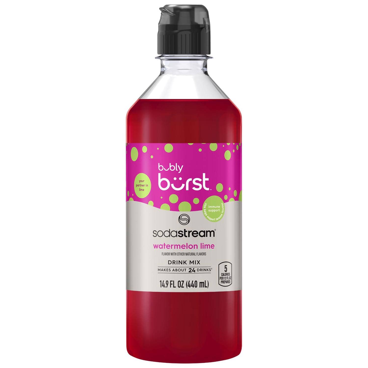 SodaStream - Bubly Burst Watermelon Soda Mix 440 ml 1 pk - Red