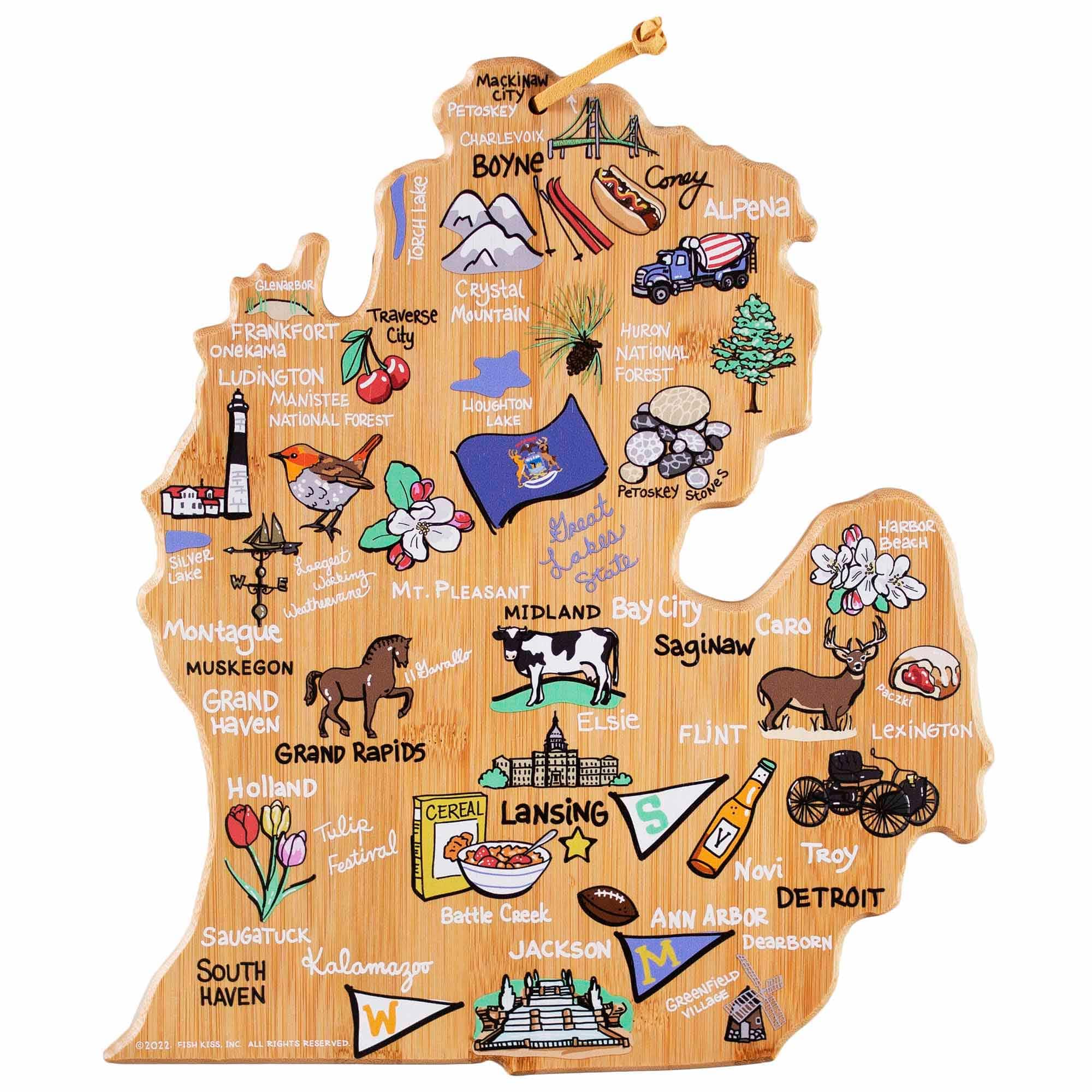 Totally Bamboo - Michigan Mitten Cutting Board with Artwork by Fish Kiss