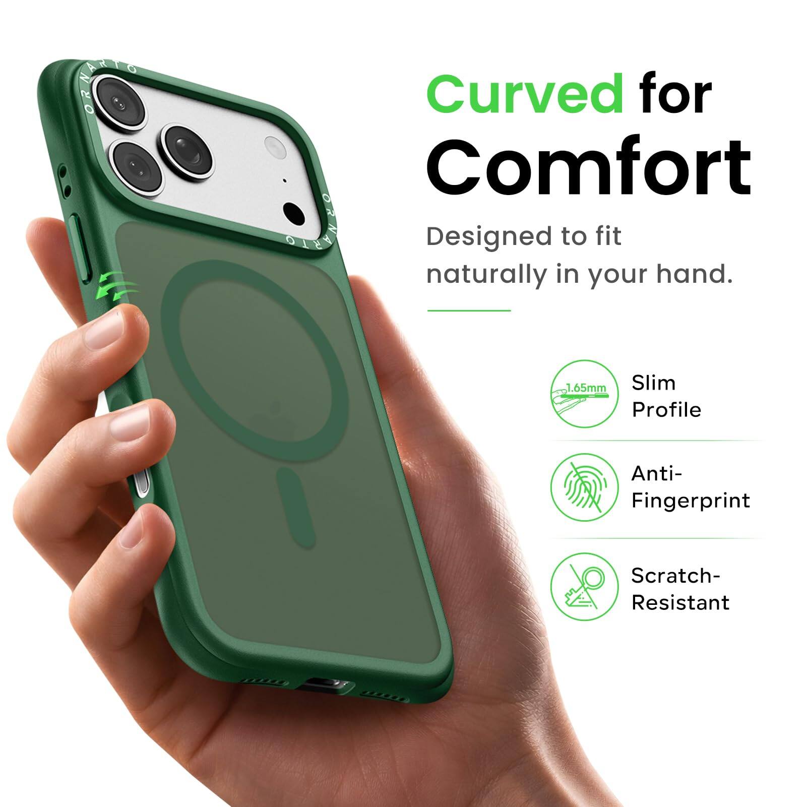 Curved for Comfort  
Designed to fit naturally in your hand.  
1.65mm Slim Profile  
Anti-Fingerprint  
Scratch-Resistant