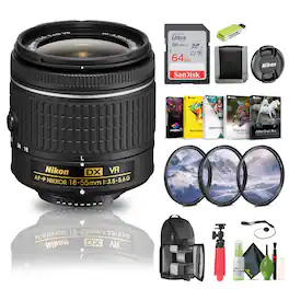 Nikon - AF-P DX NIKKOR 18-55mm f/3.5-5.6G VR Zoom Lens for APS-C F-mount cameras - Bundle (International Version)