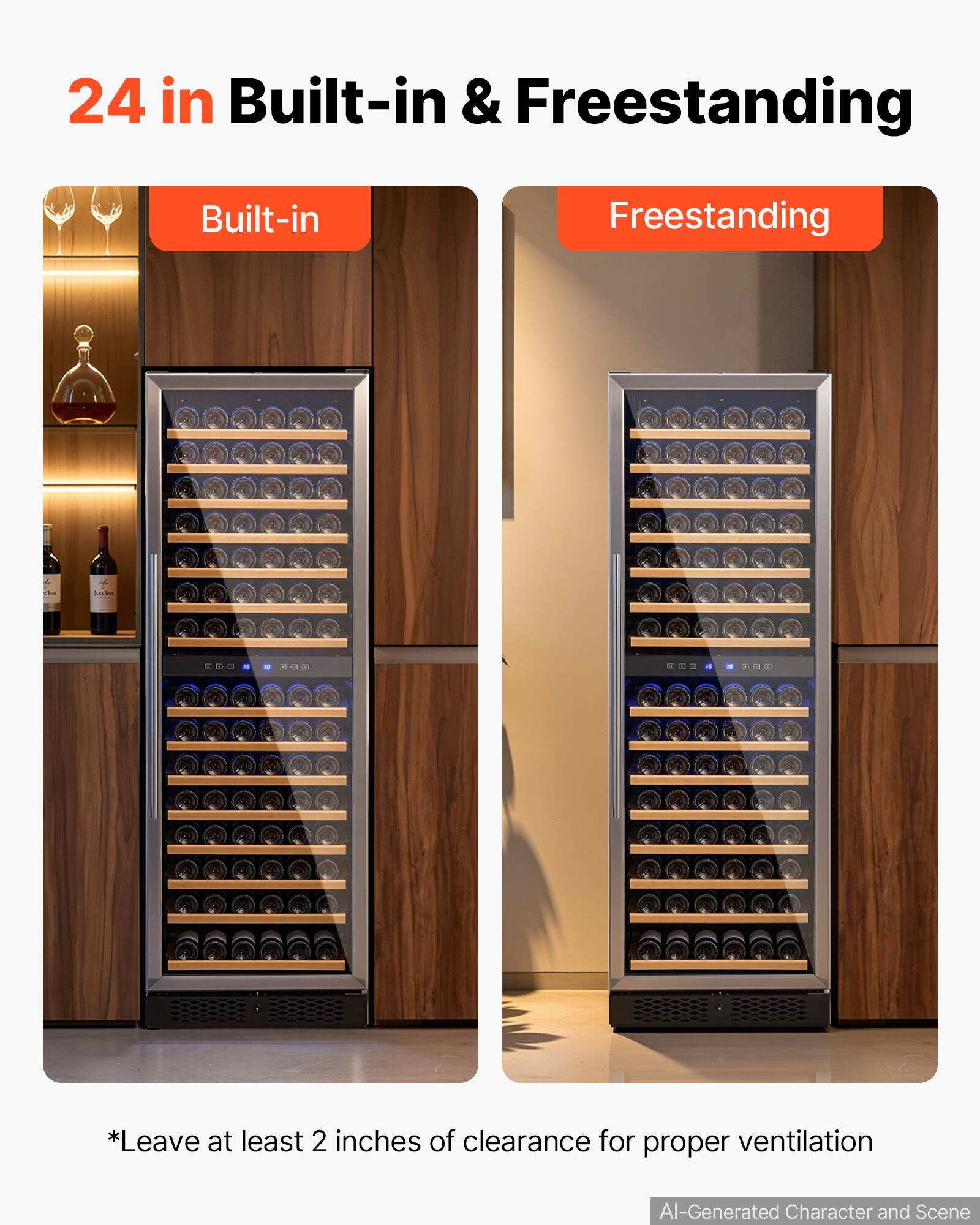 24 in Built-in & Freestanding

Built-in
Freestanding

*Leave at least 2 inches of clearance for proper ventilation

AI-Generated Character and Scene