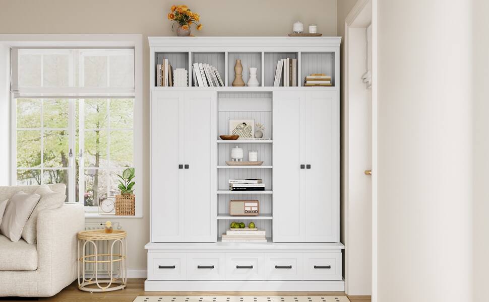Loheer Modern Entryway Hall Tree with Bench Storage Cabinet Drawers and ...