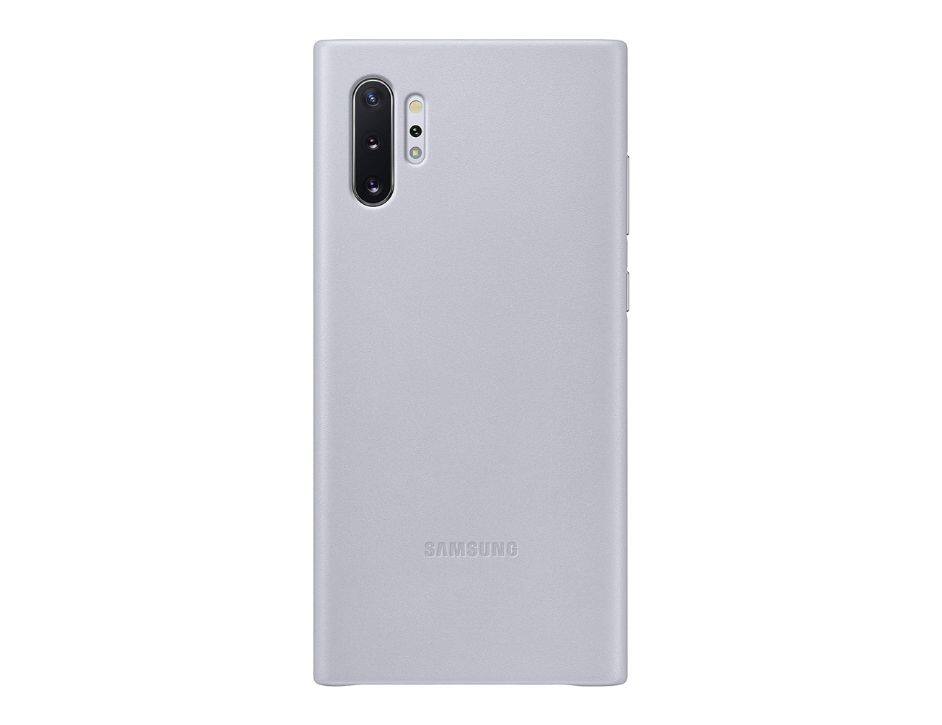 Front. Samsung - Samsung Leather Back Cover for Galaxy Note 10 Silver - Silver.