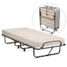 Costway - Folding Bed Rollaway Extra Guest W/ Memory Foam Mattress Made in Italy - Beige