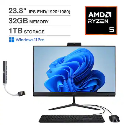 23.8" IPS FHD (1920*1080)
32GB MEMORY
1TB STORAGE
Windows 11 Pro
AMD RYZEN 5