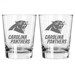 The Memory Company - Carolina Panthers 2-Pack 15oz. Double Old Fashioned Glass Set - Multicolor