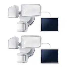 Home Zone Security - SMD Linkable 2-Light Motion-Sensing Solar-LED Flood Light 1,500 Lumens 2 Pack - White