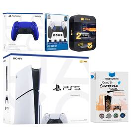 Playstation 5 Slim Disc with Extra Controller, FPS Grip Kit and MightySkins Decal Voucher + 2 Year CPS - PlayStation 5