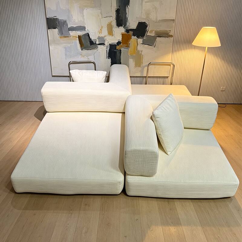 Alt View 10. Meqiodas - Convertible Sofa Bed, Folding Floor Couch with Square Armrest, Comfy Sleeper Mattress for Living Room - White.