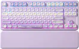 Wikistore - B87 Wireless Mechanical Keyboard,QMK/VIA Programmable,TKL Layout,Hot Swap Gasket Mount RGB Backlit Gaming,Milk V2 - Purple