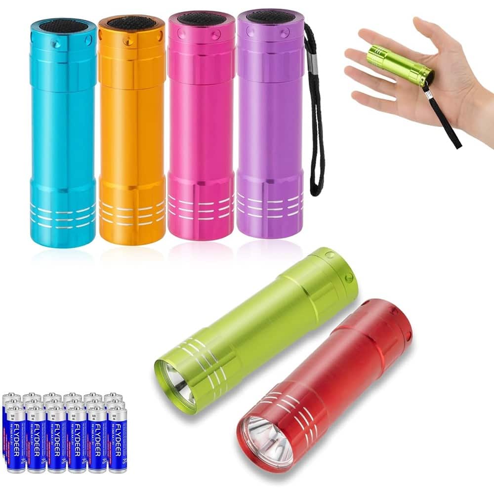 ACJPR - KunHe 6-Pack Mini Aluminum LED Flashlights – 100 Lumen, Batteries Included, Bulk Gift Set
