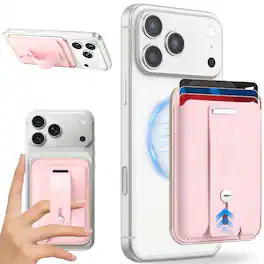 Dteck - Magnetic Wallet Card Holder for Apple iPhone 17 Pro Max,Slim Mag Safe Compatible Phone Card Case Pocket Universal Fit - Pink
